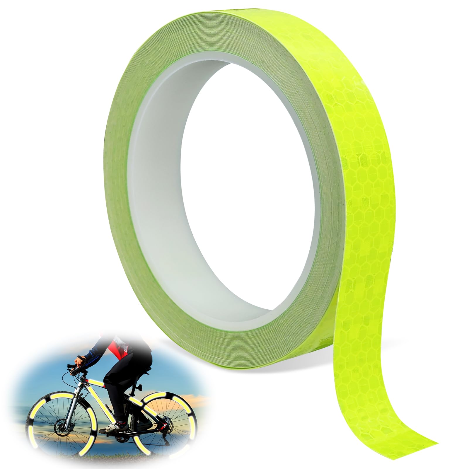 Reflective Tape, 2 cm X 10 m Fluorescent Tape Outdoor Waterproof Reflective Strips Glow in The Dark Yellow Safety Tapes Self-Adhesive Hi Vis Warning Stickers for Bikes Motorcycles Helmets Backpacks