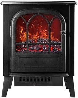 ROLTIN Electric Stove Heating Fireplaces With Realistic 3D Wood Fire Flame Effect Electric Fireplaces Interior Heating 2 Heating Settings - ding Space Heating 2000W White