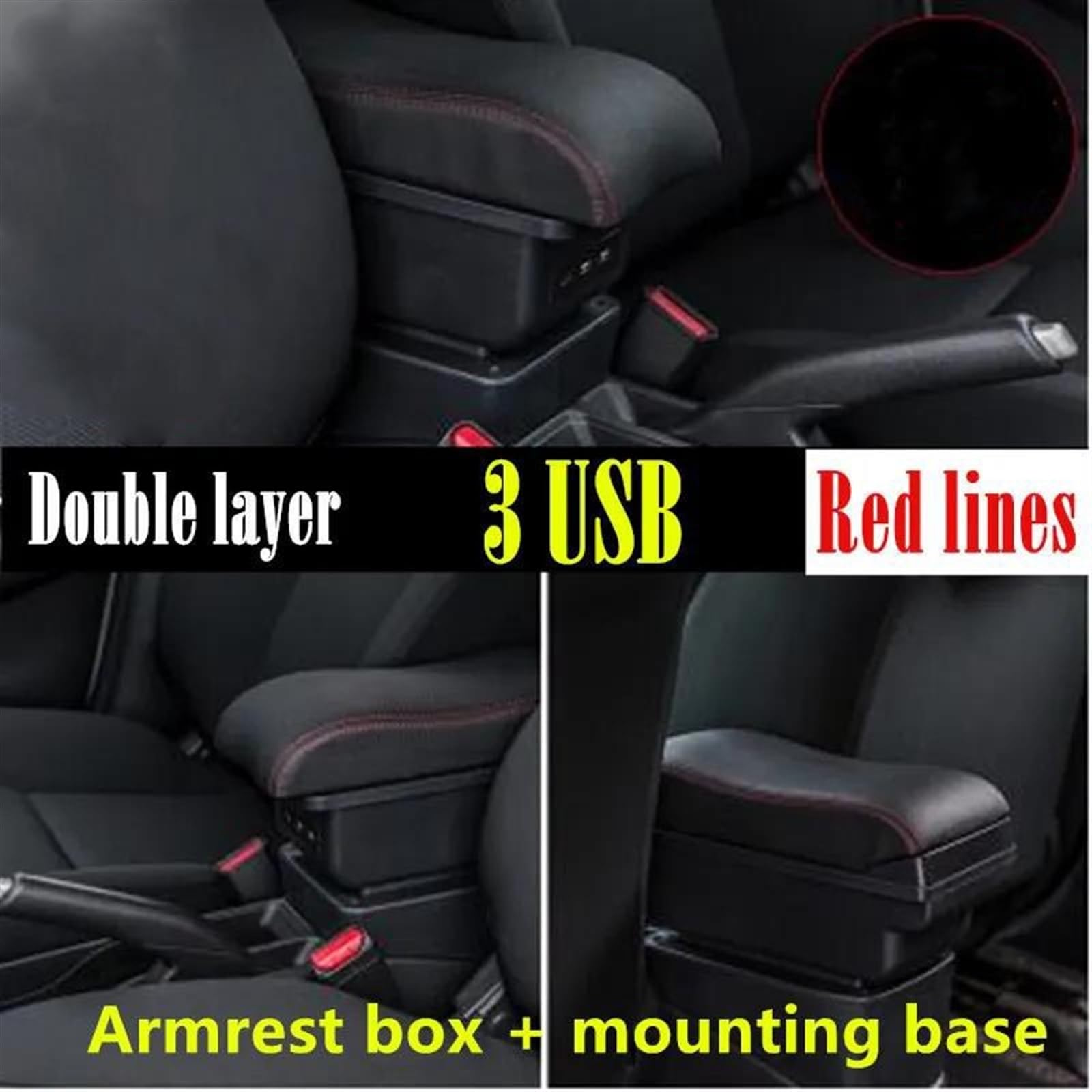 Auto Middenconsole Armsteun Doos Dubbellaags Opbergdoos Armsteun Met 3 USB-poorten Voor VW Voor T-ROC Accessoires