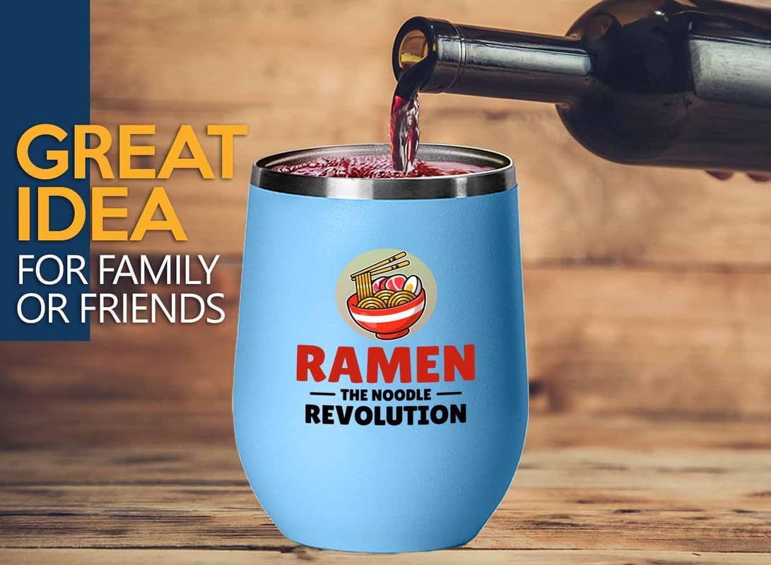 Ramen Lover Blue Edition Wine Tumbler 12oz - The Noodle Revolution - Food Lovers chicken pumpkin vegan pantry spicy noodles