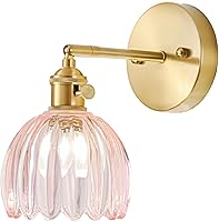 Vista 30 de Juego de 2 apliques de pared enchufables, apliques de pared vintage con pantalla de cristal transparente de tulipán, aplique de pared