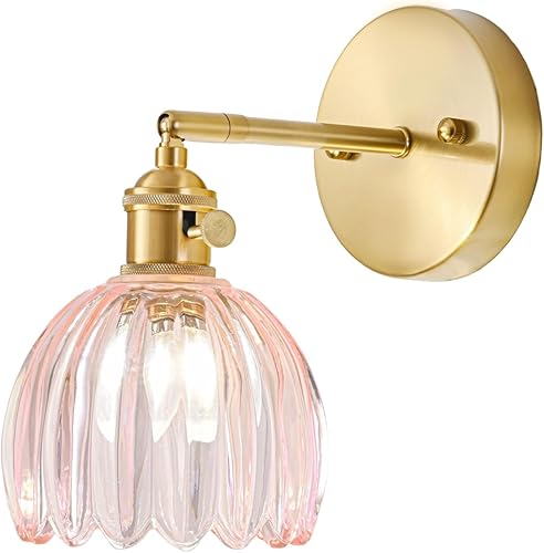 Miniatura 30 de Juego de 2 apliques de pared enchufables, apliques de pared vintage con pantalla de cristal transparente de tulipán, aplique de pared