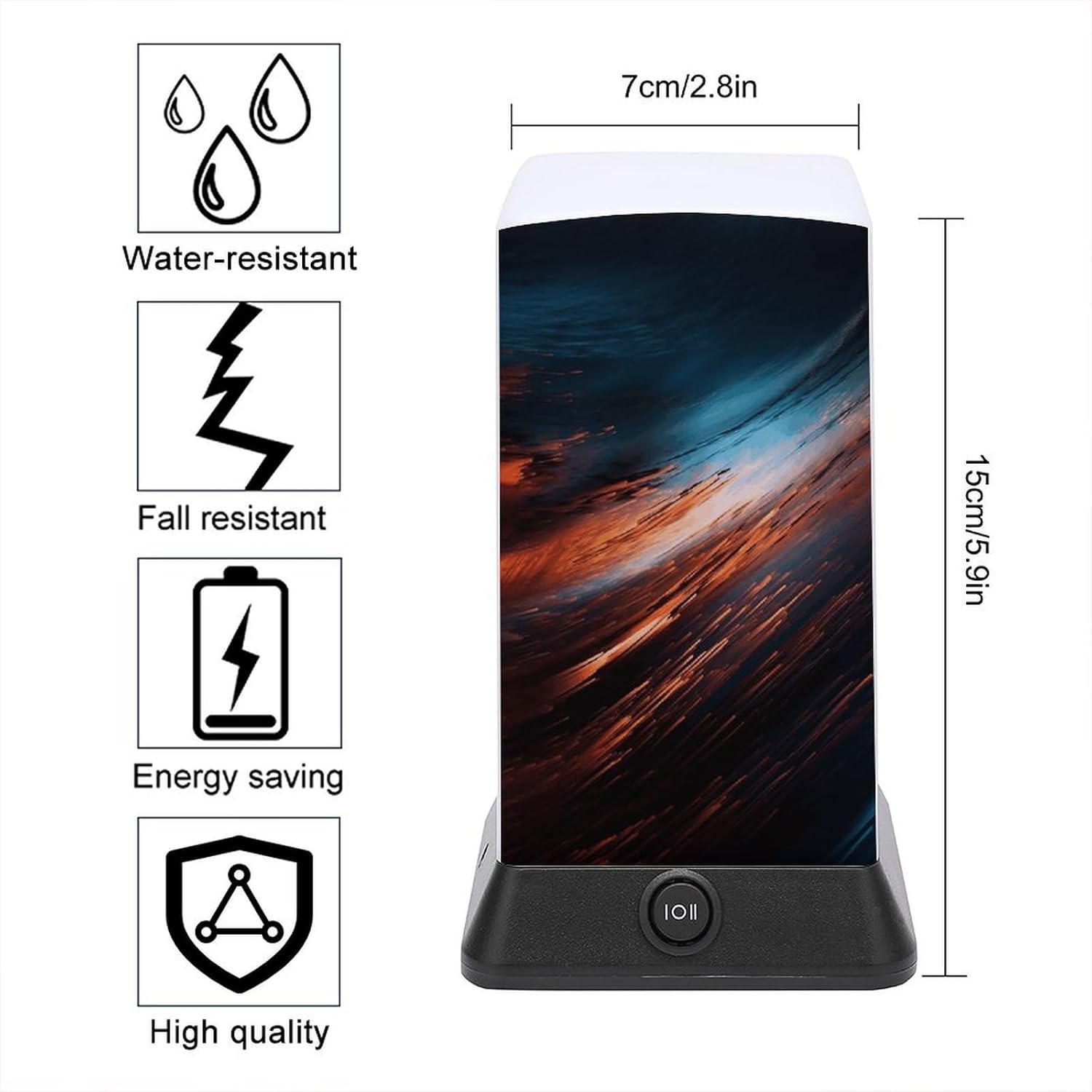 Cordless Night Light Battery Powered Dimmable Lamp for Reading Abstract Pattern Small Desk Lamp for Bedroom Living Room Office