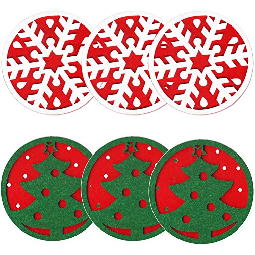 Christmas Party Decorations Felt Drink Coasters Set of 6