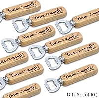 Vista 8 de Personalized Bottle Openers, Wooden Custom Couple's Names & Date Openers for Wedding Gift, Idea Gifts for Wedding (Set of 6)