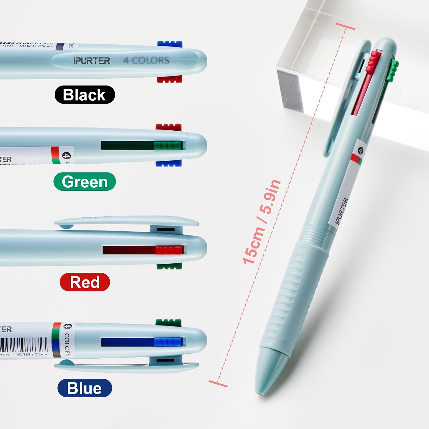 6-Pack 4-Color Gel Pens, 0.5mm Fine Point, Quick-Dry Ink, Soft Grip image 4