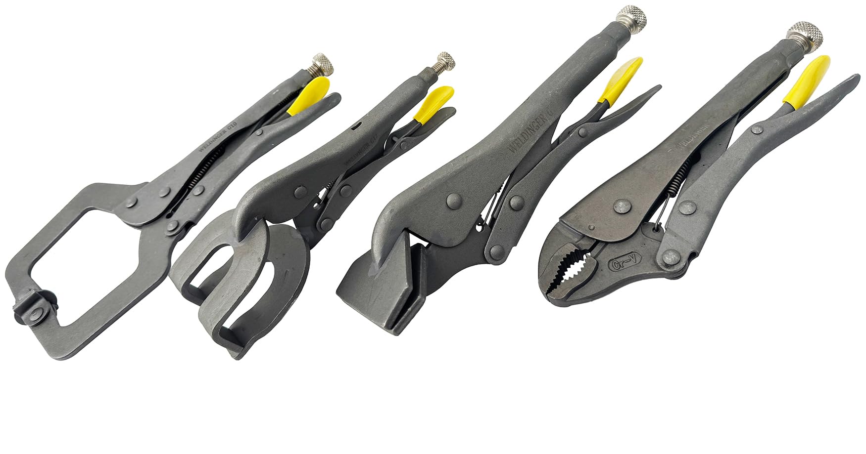 WELDINGER GS2 4-teilig Schweißer Gripzangenset eco Standard, Breitmaul, C-Grip und 2-Punkt