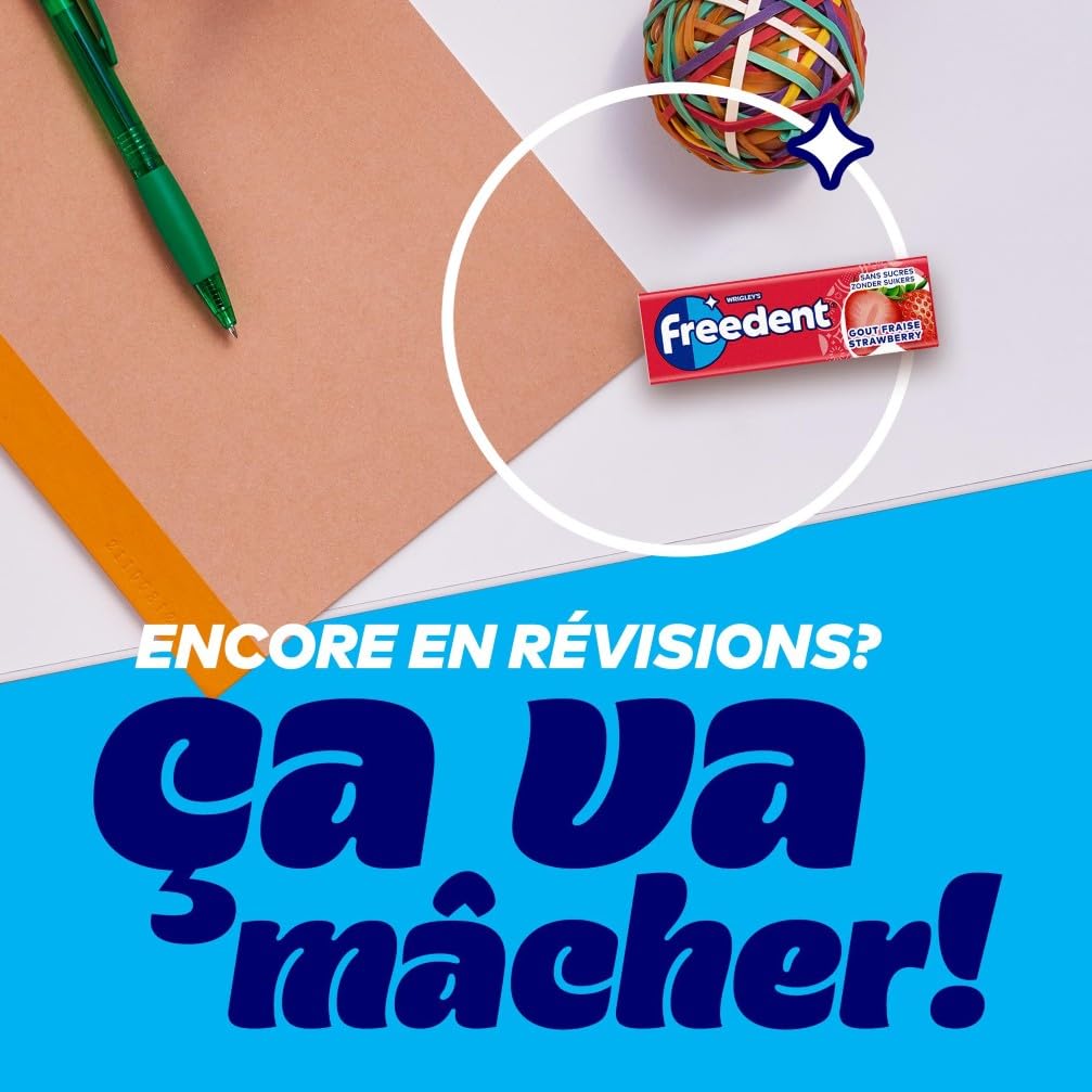FREEDENT Chewing Gum Sans Sucre Fraise 30 Paquets 300 Dragées 420g