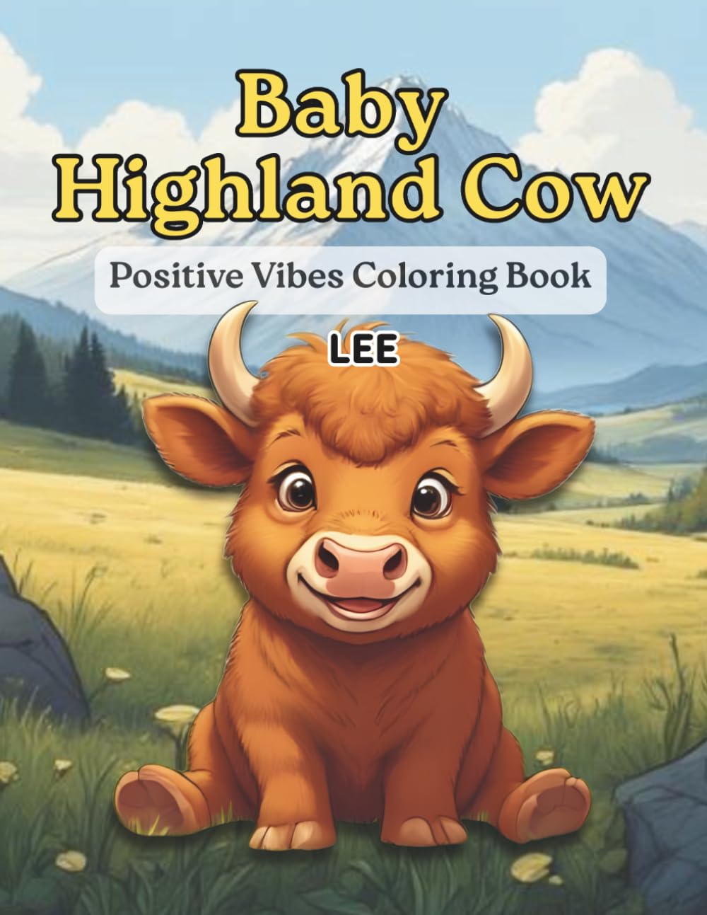 Baby Highland Cow – Positive Vibes Coloring Book: Motivation Quote, Creativity, Countryside, Relaxing, Large Cute Farm Animal, 59 pages, 8.5"x11" Book ... for loved ones, for Teens, Adults & Seniors.