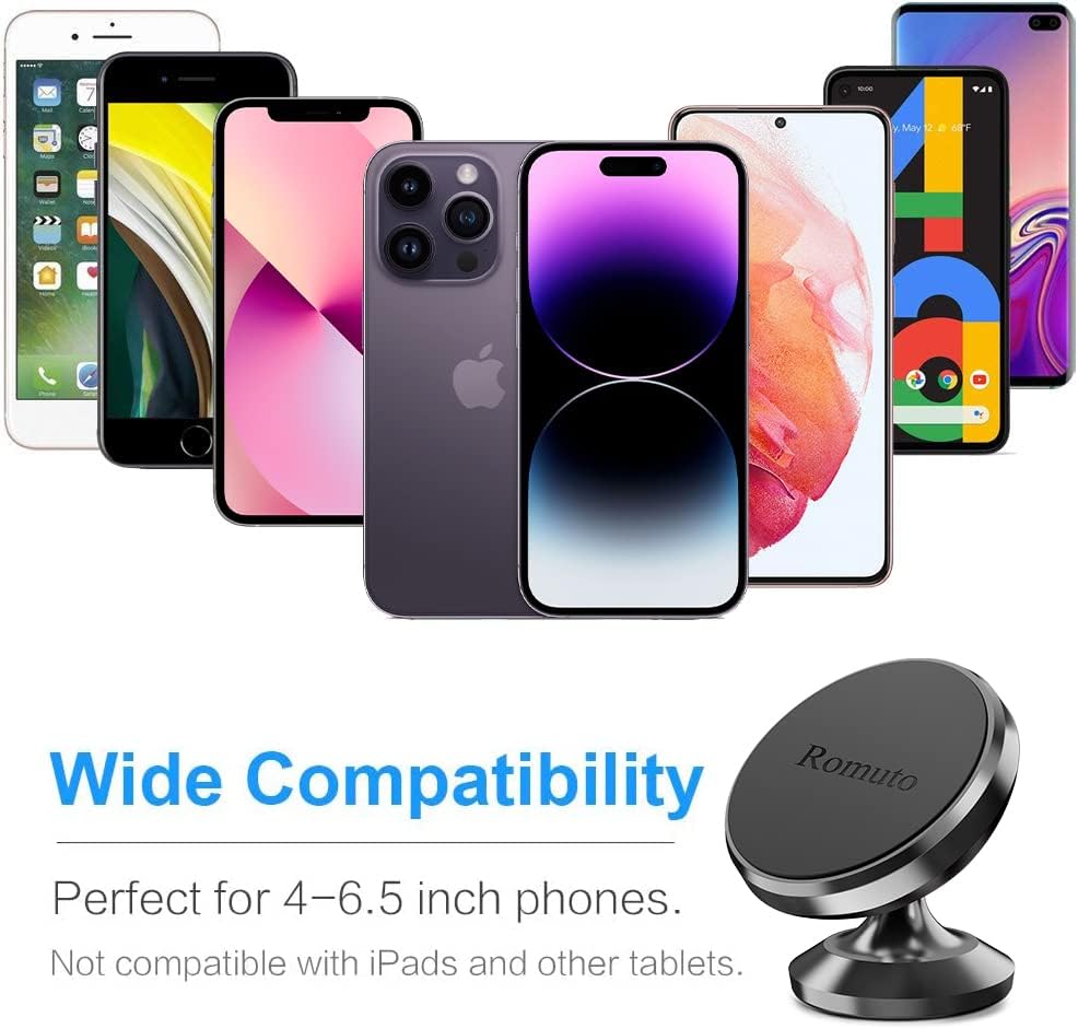 【 2-Pack 】 Magnetic Phone Holder for car Dashboard [ Strong Magnet ] [ 4 Metal Plate ] iPhone Magnetic Phone Mount for car, [ 360° Rotation ] Universal Dash car Mount Fits All Cell Phone