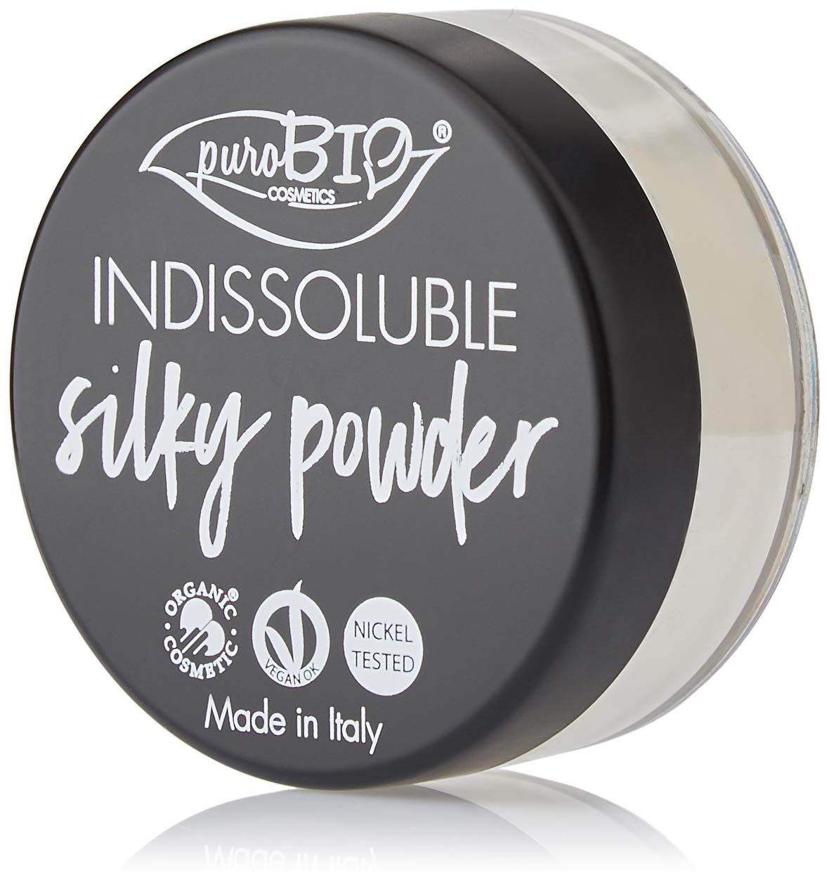 PuroBIO Certified Organic Indissolubile Silky Setting Powder -Translucent. Contains Corn Starch, Rice Powder, Kaolin, Vitamin E. VEGAN.ORGANIC.MADE IN ITALY