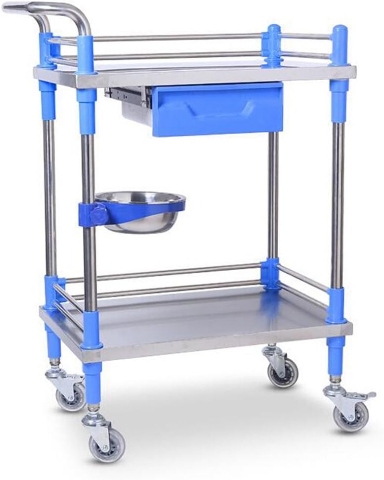 DELLT@ Medical Trolley Thick Stainless Steel Medical Trolley Medical Car Instrument Vehicle Removable Silent Four Wheels Beauty Car Surgery Vehicle Utility Vehicle (Size : S-60 * 40 * 86cm)