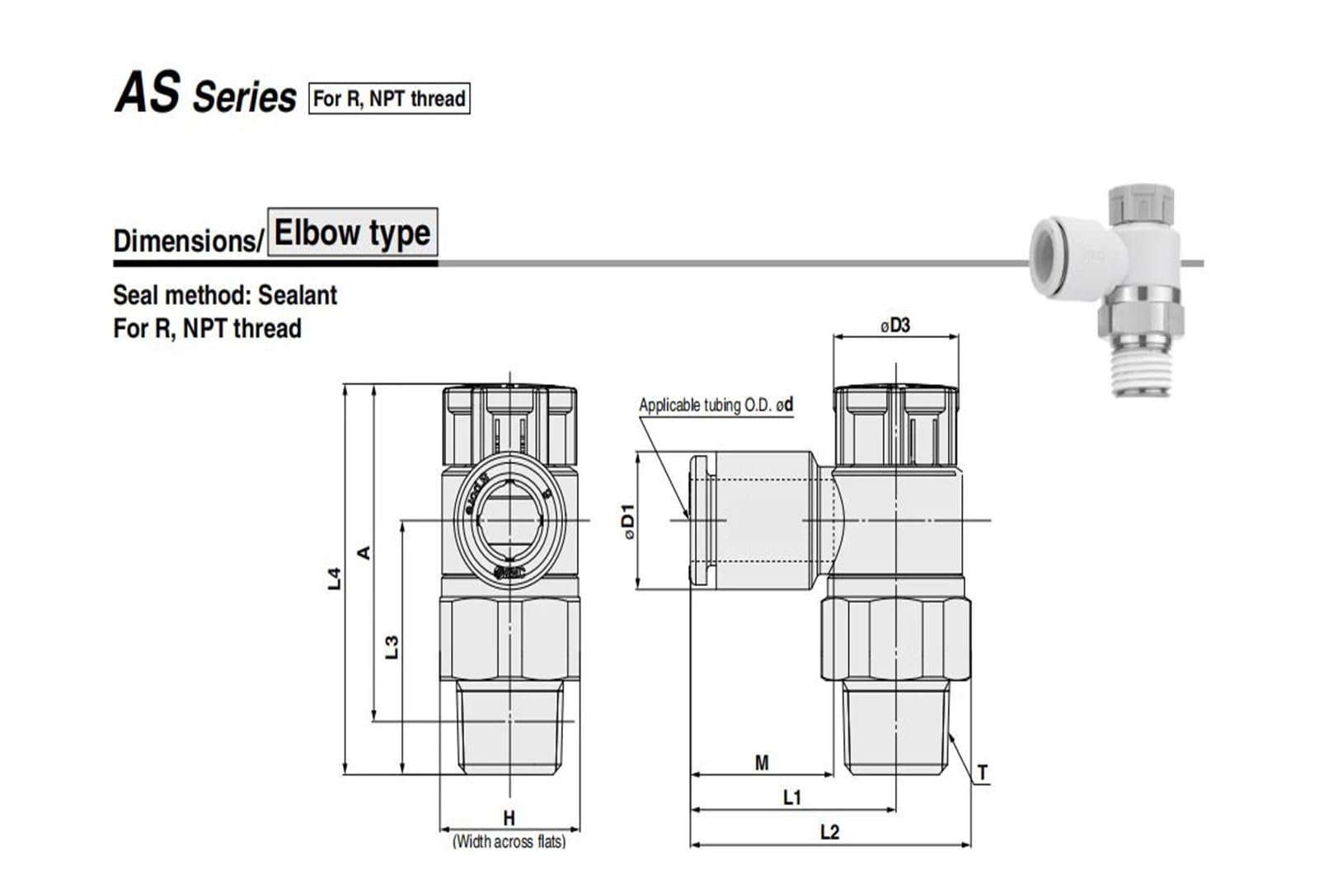 Controlador de Velocidad Serie AS (10 Unidades/Lote) con conexión de un Toque, válvula de Mariposa y Conector neumático AS1211F, AS2211F y 3211F. | AS1211F-M5-04A