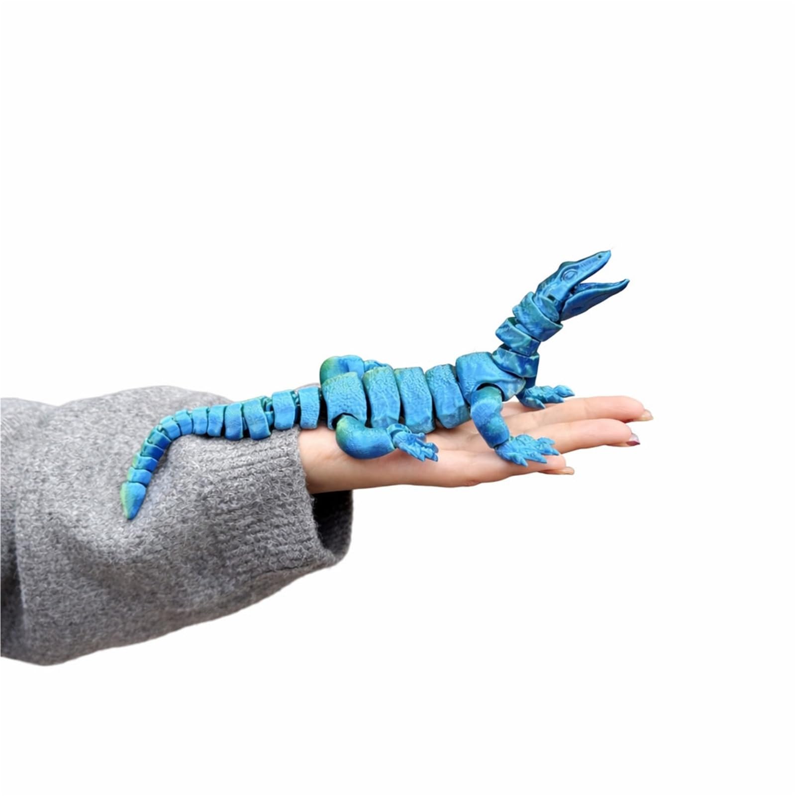 Casome D Large 3 Printe Articulate Lizar Figurine, Realistic Posable Reptile Model, Movable Joint Animal Esk Ecor Collectible(,M)