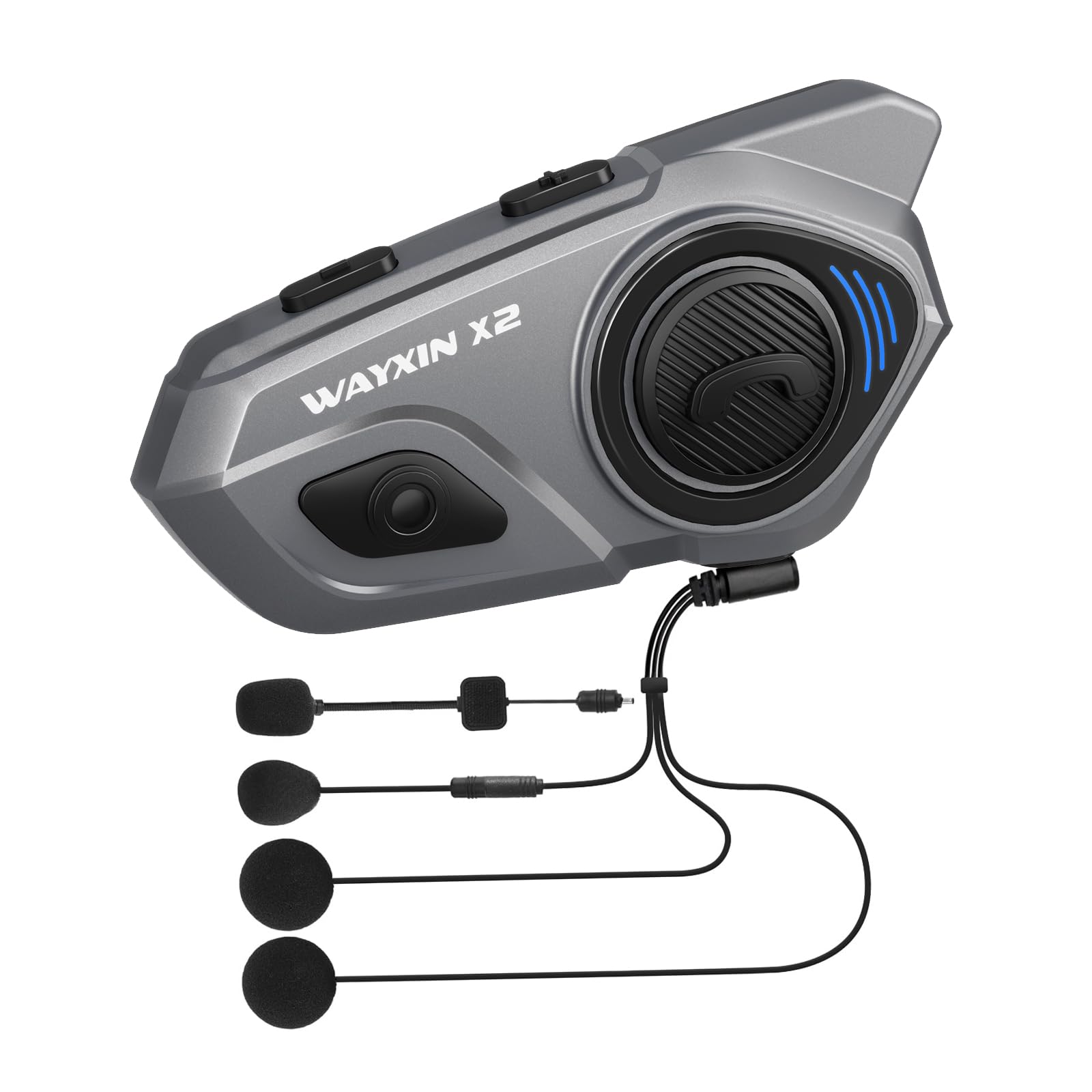 X2 Intercom de moto, système d'interphone intégré, casque Bluetooth pour moto jusqu'à 4 motos, avec pièces Hi-Fi, musique, radio FM, assistant vocal AI, étanche IP67