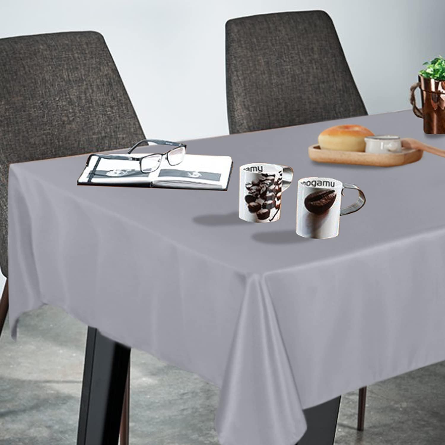 Fitable Square Tablecloth 60x60 inch Tablecloth Stain and Wrinkle Resistant Washable Polyester Table Cloth, Decorative Fabric Table Cover for Dining Table, Buffet Parties and Camping Light Grey