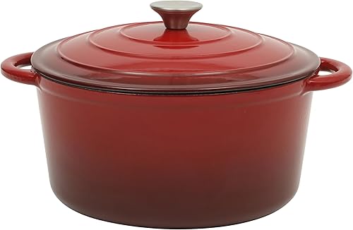 Gibson Home Addlestone - Olla holandesa de hierro fundido esmaltado de 7 cuartos de galón con tapa, redonda, apta para horno hasta 500 F, ideal para