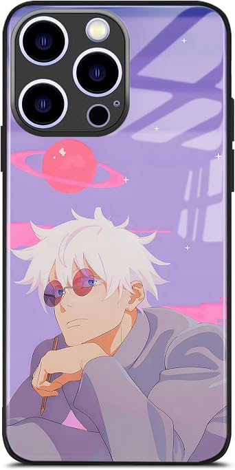 Cute Six Eyes Anime Case for iPhone 16, Aesthetic 9H Glass Protection