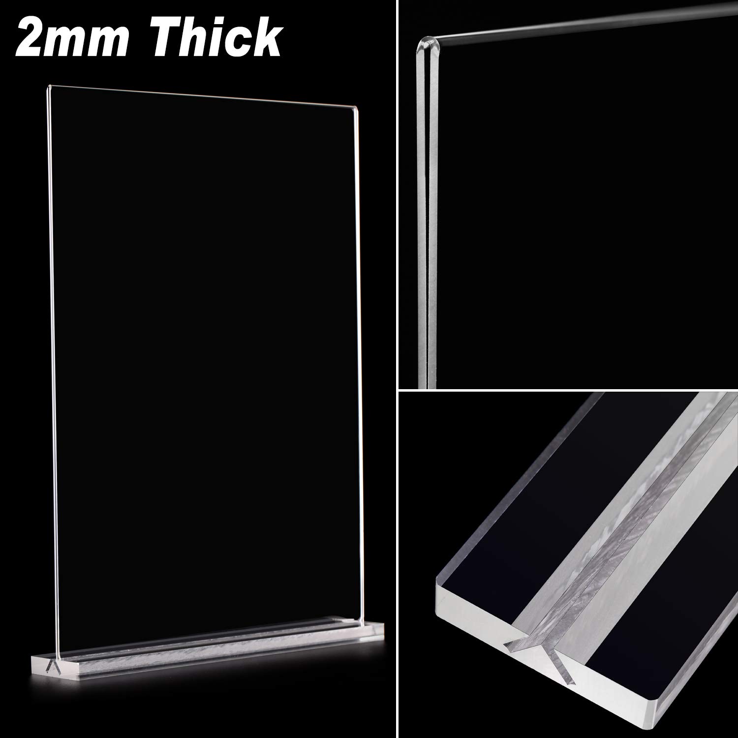 A5 Acrylic Sign Holder (6 Pack) Plastic A5 Display Stands, Clear Table