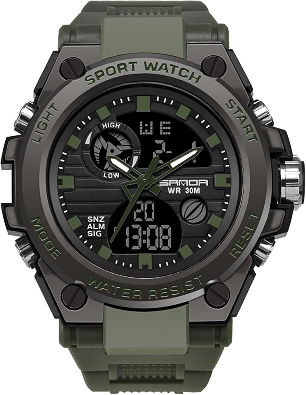 Gosasa Military Sports Watch for Men Outdoor Fashion Mens Watch Dual Display Multifunction Digital Watch Casual Wristwatch Date Waterproof