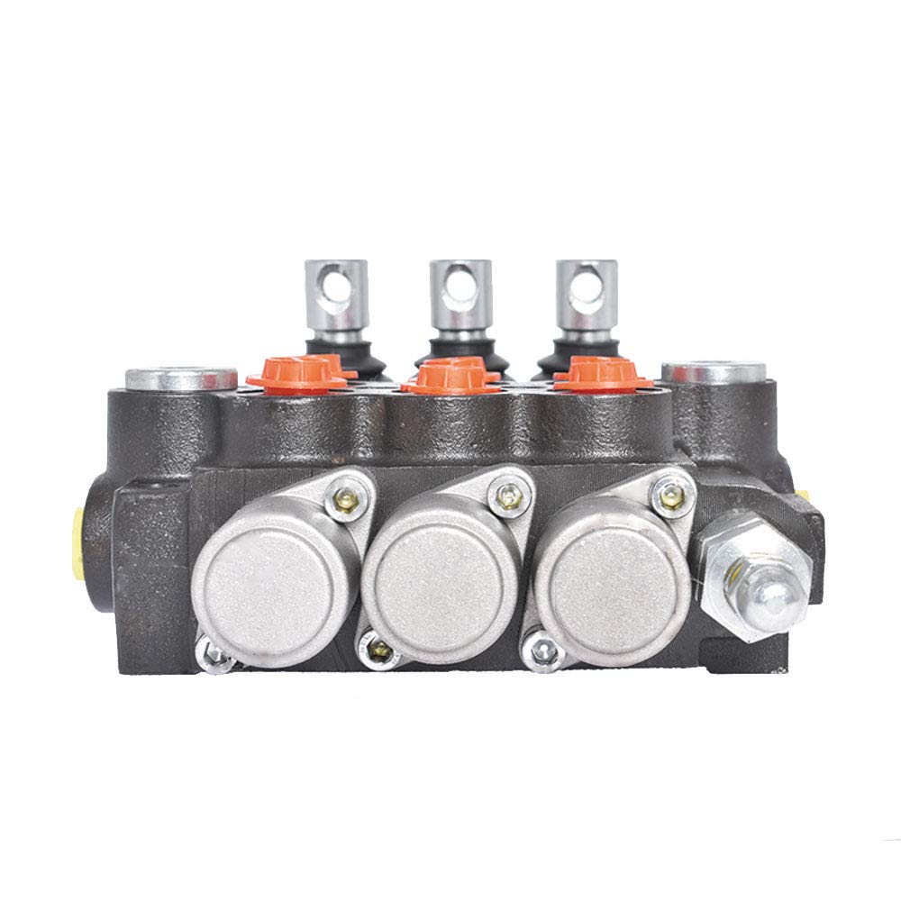 findmall Válvula de control direccional hidráulica de 3 carretes de 13 GPM 3600 PSI, puertos SAE, válvula de doble acción para tractores pequeños, tractores, cargadores, divisor de troncos