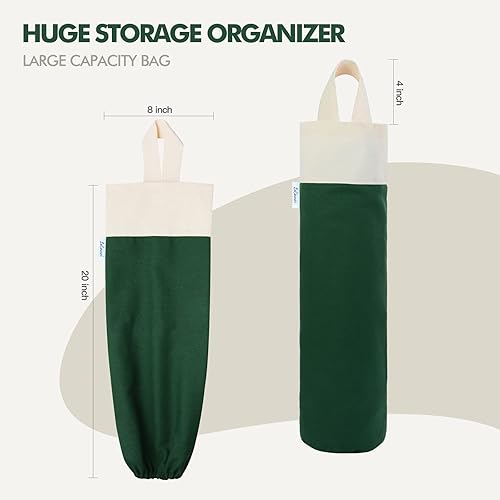 Miniatura 5 de Soporte para bolsas de plástico, paquete de 2 soportes de algodón para almacenamiento de bolsas de plástico (gris y verde)