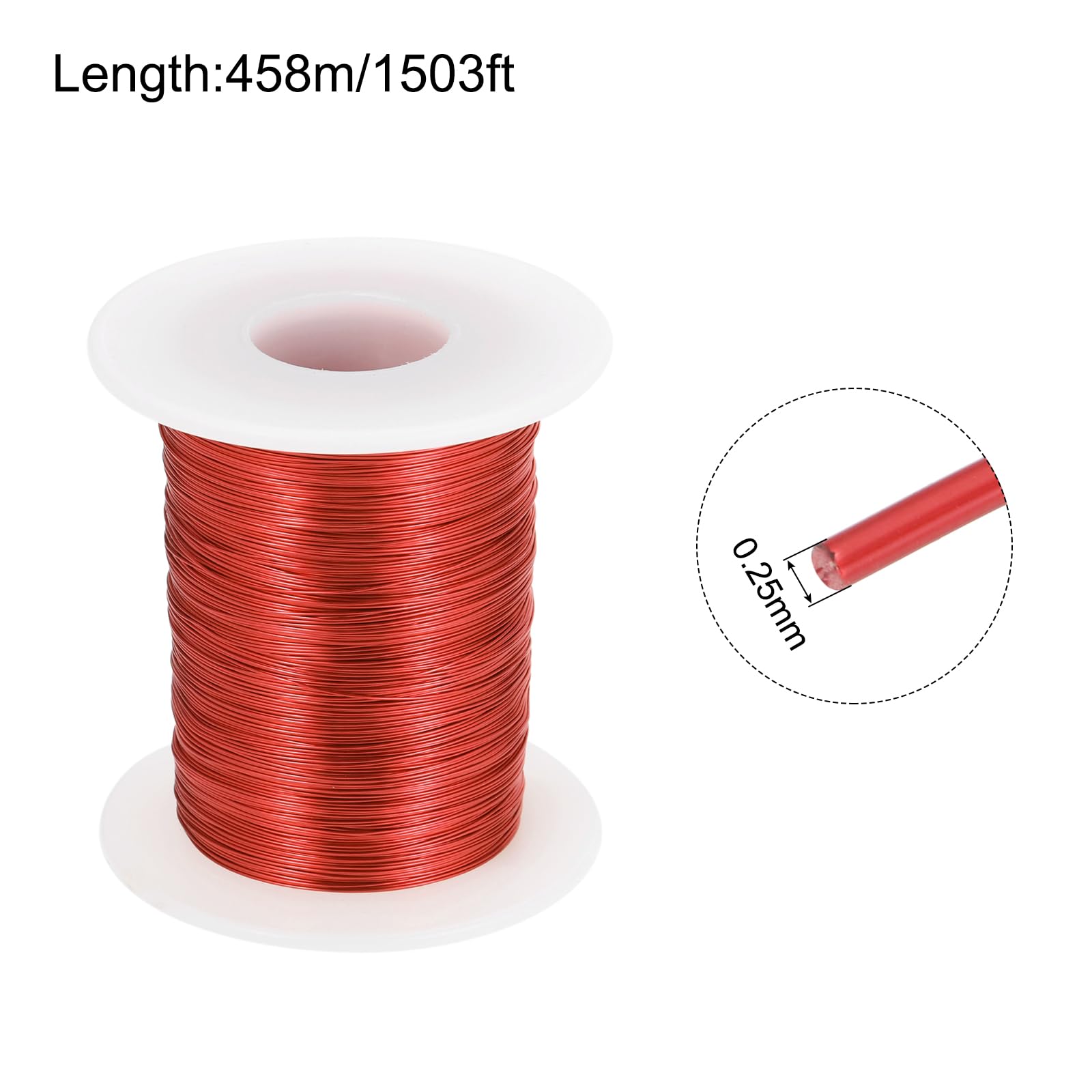 QUARKZMAN Alambre Esmaltado de Cobre 0.25mm 458m 155C para Bobinado Transformadores Inductores
