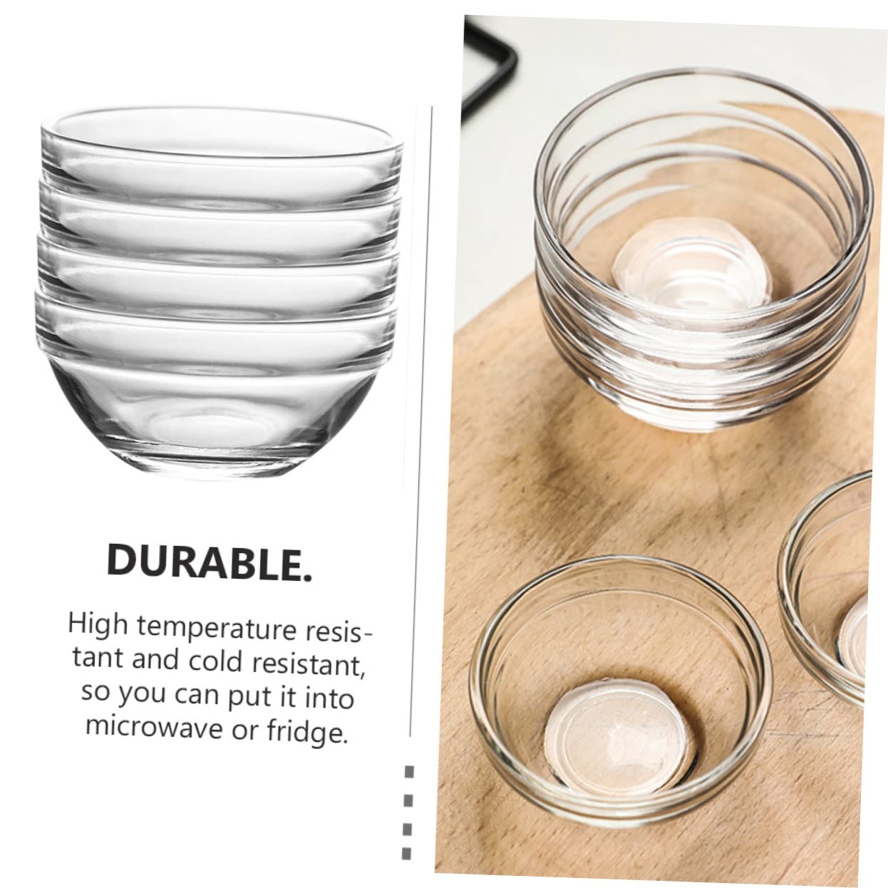 COLLBATH 4pcs Dessert Bowl Clear Dessert Cups Small Desert Bowls Mini Prep Bowl Clear Bowls Food Container Nut Bowls Dipping Bowl Food Prep Bowl Dip Bowls Glass Bowl for Dessert Transparent