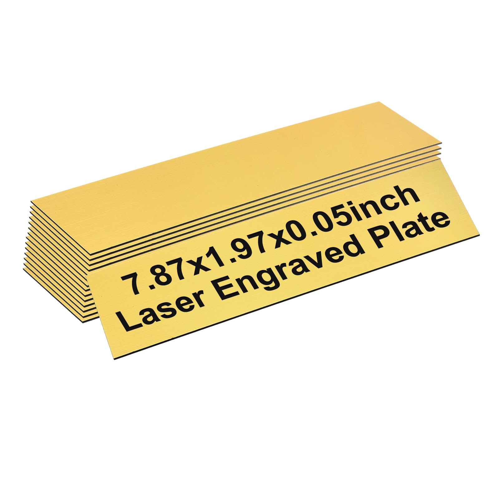 PATIKIL Blank Name Plates, 7.87x1.97" Engraved Name Plates Name Plate Personalized Custom Door Signs Desk Tags for Office Classroom, Brushed Gold with Black Letter, 15 Pcs