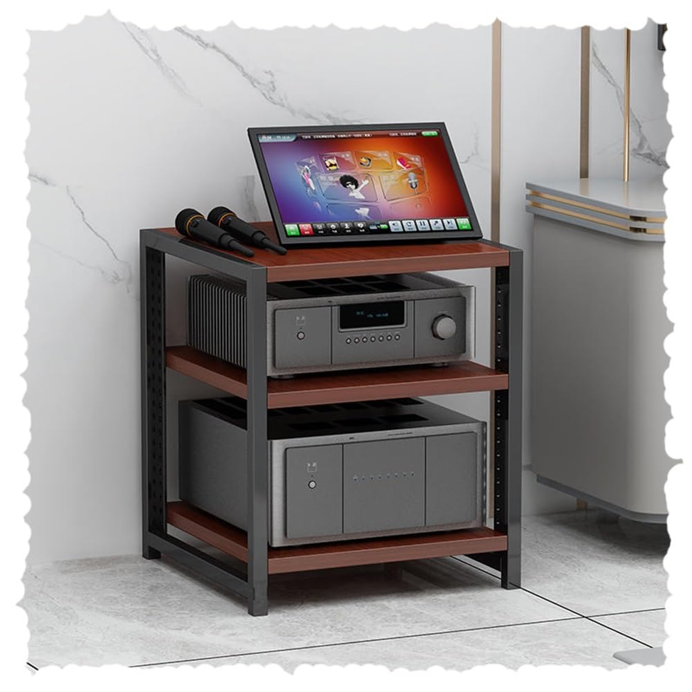 HAEKEBC 4/5/6 Tier Media Storage Cabinet Adjustable AV Media Stand Wooden Shelves Stereo Rack AV Cabinet Audio Video Components Cabinet Home Corner Media Center(Brown,40cm-15.7in)