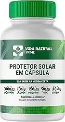 Vida Natural Antioxidante Vitamina C Proteção Completa Contra Raios UV e Envelhecimento Polypodium Leucotomos 300mg + Licopeno 10mg + Pinus Pinaster 150mg + Vitamina C 50mg + Luteina 10mg 90 capsulas