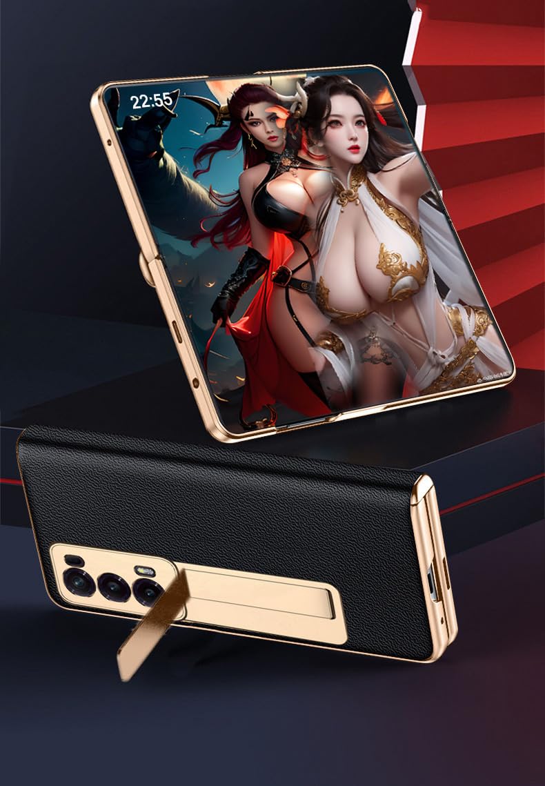 Skórzany Etui do Honor Magic V 2 Uchwyt, Zawiasny Etui do Telefonu dla Honor Magic V2, Powłoka Telefonu Komórkowego, Rama Wsparcia