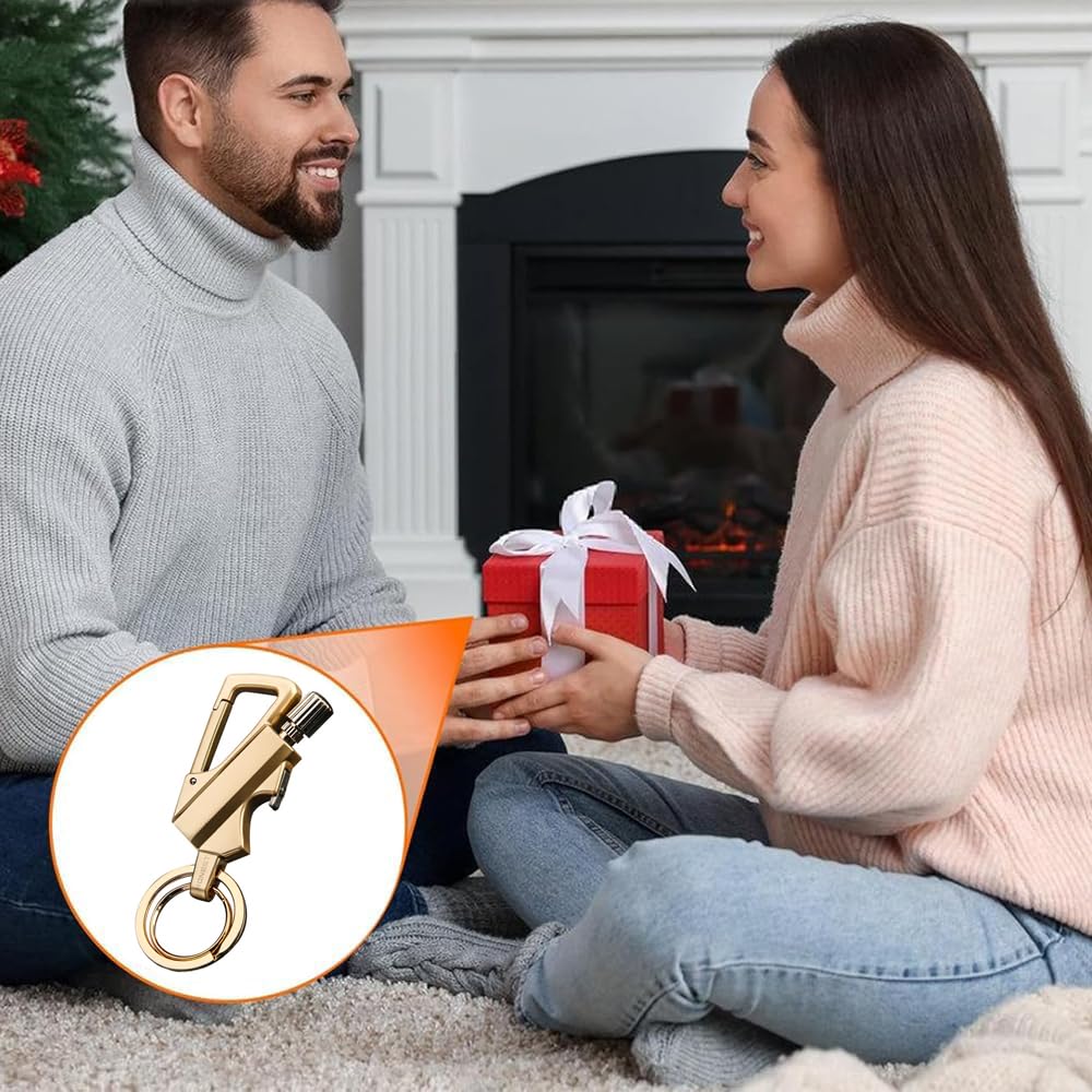 YGCHEN Accendino Eterno 3 in 1, Accendifuoco in Metallo con Apribottiglie, Mini Accendino Multifunzione per Zaino e Chiavi, Ideale per Campeggio, Escursionismo ed Emergenza, Regalo per Uomo (Dorato)