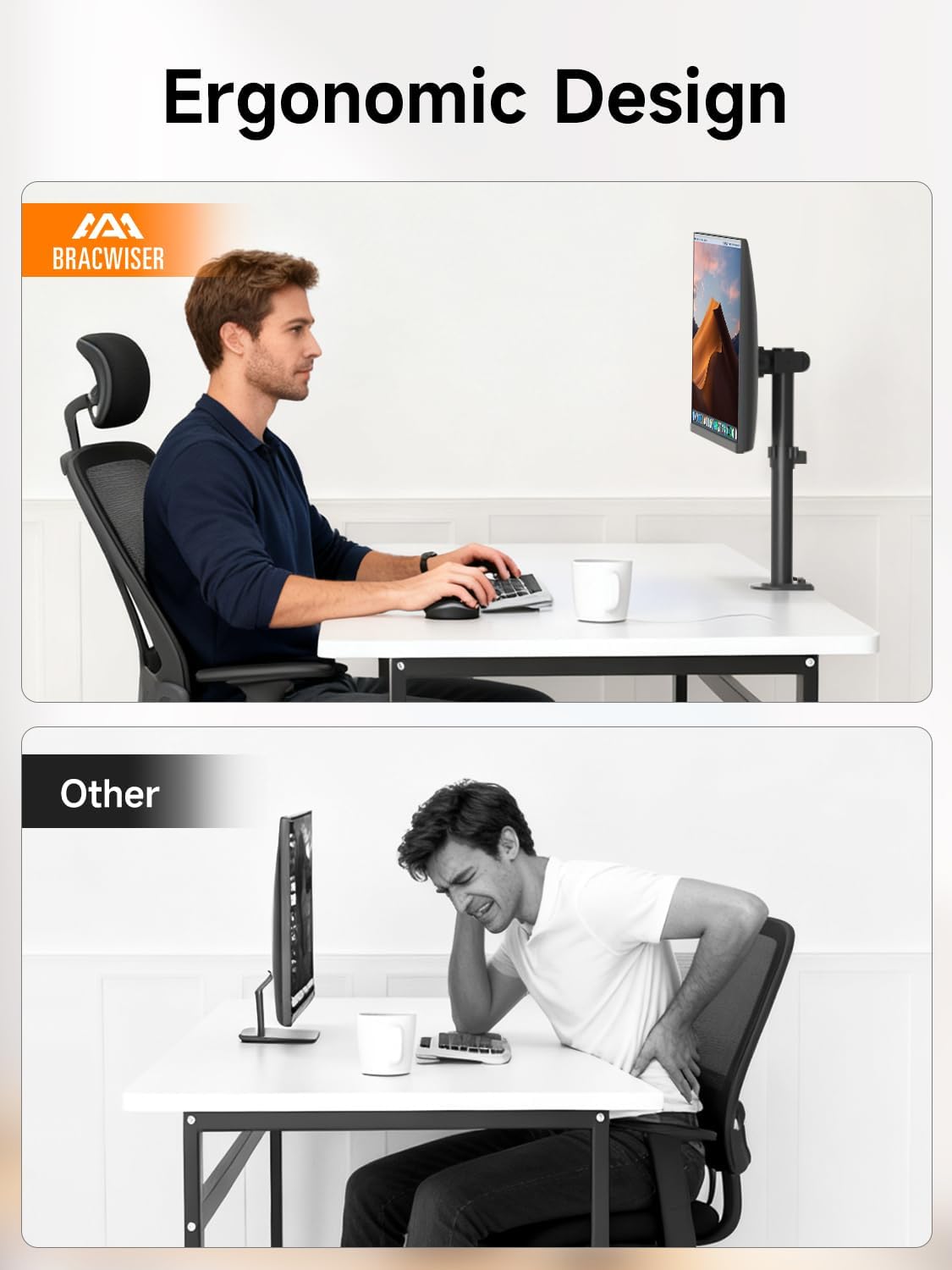 Bracwiser Single Fully Adjustable Monitor Arm Stand Mount Fits One Screen 13-32 inch 22lbs for Monitor Computer Screen 13 15 17 19 20 22 23 24 26 27 30 32 inch VESA 75 100 (MD7401)