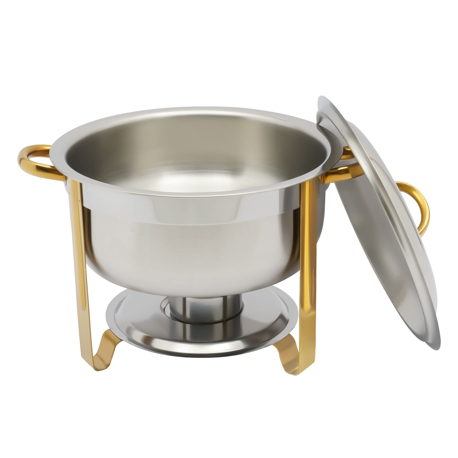Chafing Dish - Contenitore rotondo in acciaio inox, 32 cm, pieghevole, per buffet catering gastro e feste (oro)