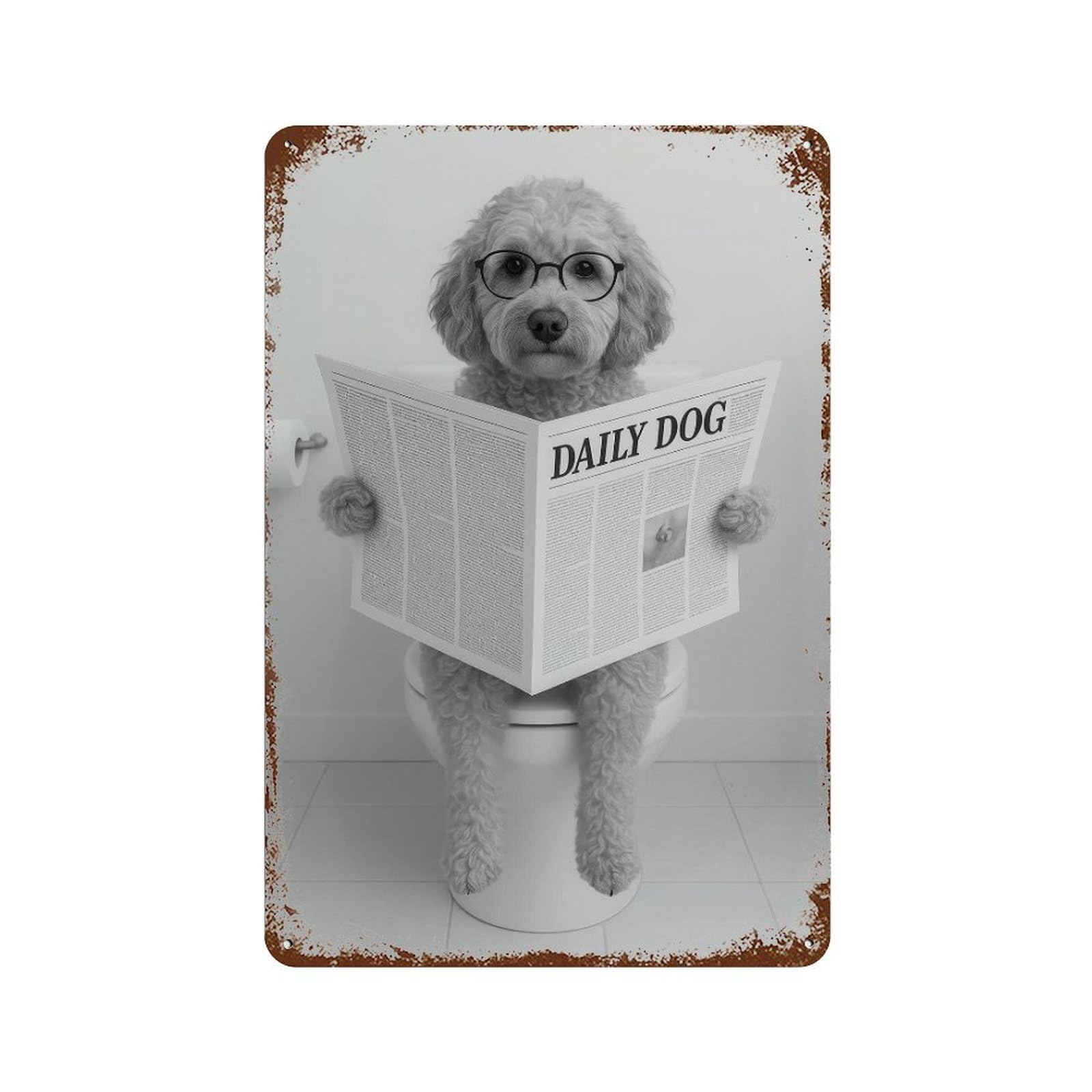 xiaoxiaoshen Goldendoodle Bathroom Print Wall Decor Art Metal Tin Poster Modern Home Decor Art Home Bar Shop Decorations Vintage Sign 30x20cm