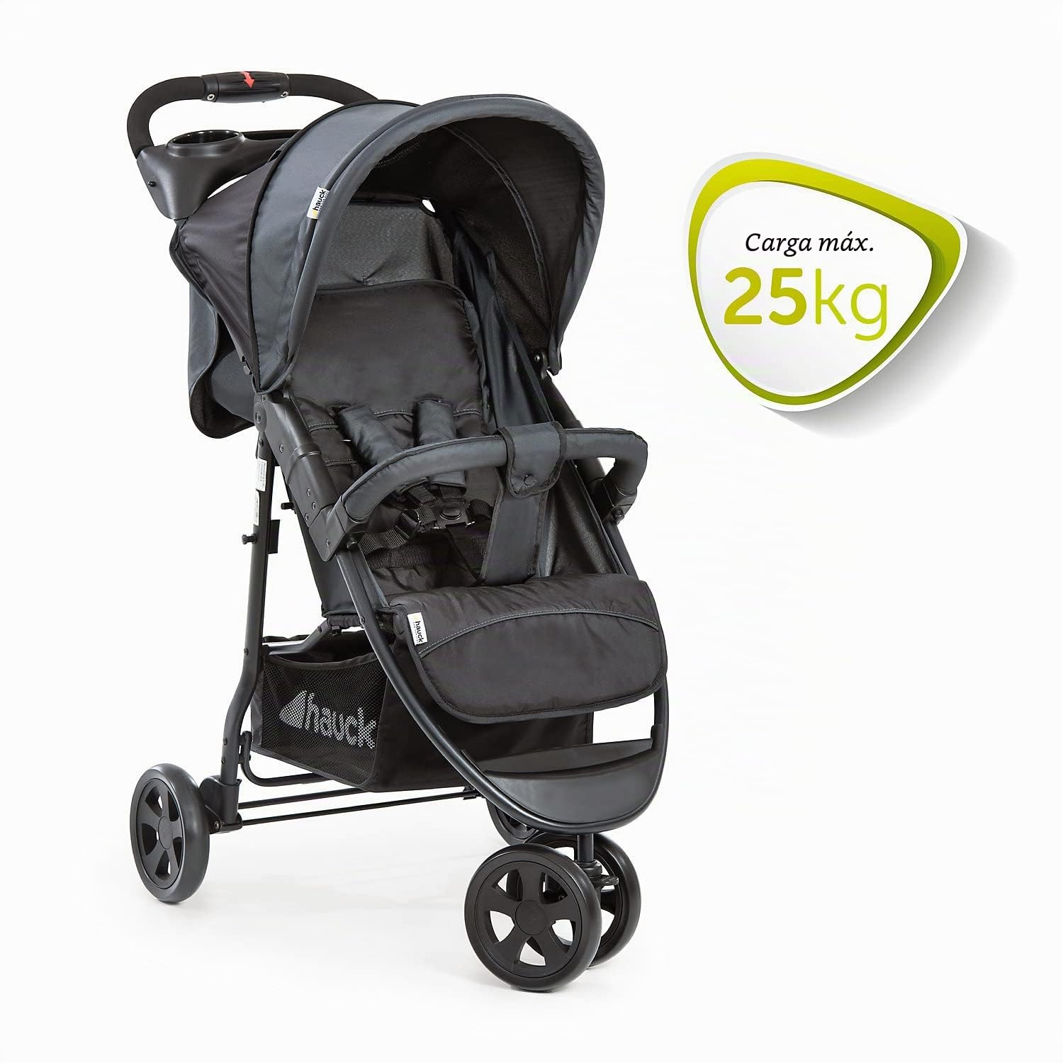 hauck Citi Neo II Carro 3 Ruedas Ultraligero - Silla de Paseo Ligera hasta 22 Kilos - Carrito Bebe desde Nacimiento Reclinable - Se Pliega con Una Mano - Cesta XL hasta 3 kg - Negro