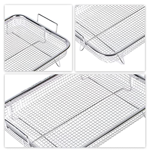Air Fryer Basket For Oven: 2Pcs Air Fryer Basket, Air Fryer Pan 30 * 22 * 5.5Cm Fry Basket Non-Stick Air Fryer Oven Accessories Tray Air Fryer Basket For French Fry Frozen Food #TOP5
