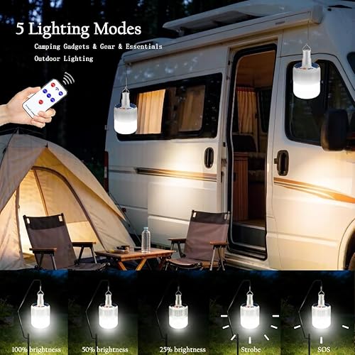 Miniatura 4 de [4000 mAh] Luces solares para camping, linterna portátil recargable, LED, control remoto, lámpara de tienda de campaña, impermeable, 5 modos,