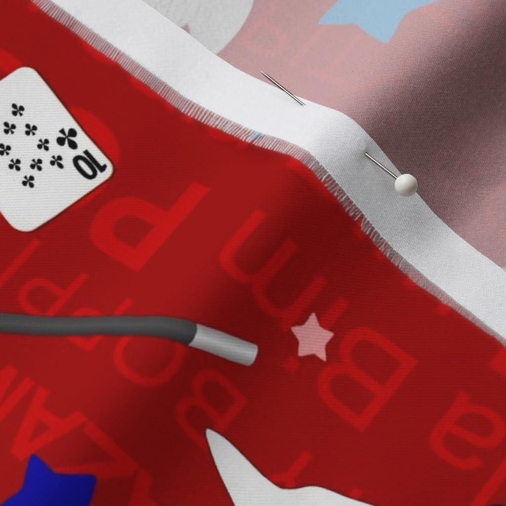 Spoonflower Fabric - Magic Pattern Red Magical Cards Printed on Organic Cotton Sateen Fabric by The Yard - Sewing Quilting Apparel Home Decor