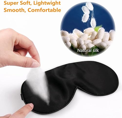 Miniatura 3 de Antifaz de seda para dormir, antifaz para dormir para descanso diurno, ajustable para mujeres y hombres, bloqueo de luz, elástico, suave, cómodo,