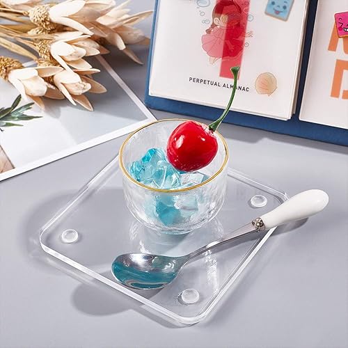 Miniatura 9 de PH PandaHall 6 posavasos de acrílico transparente personalizados, hoja cuadrada de acrílico transparente de 3.9 x 3.9 pulgadas, para uso doméstico y