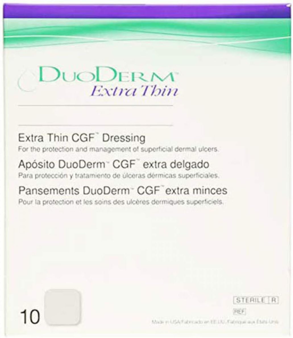 Convatec DuoDERM CGF Extra Thin Dressing 4"x4", 10Pack Bundle with 2 Alcohol Wipes
