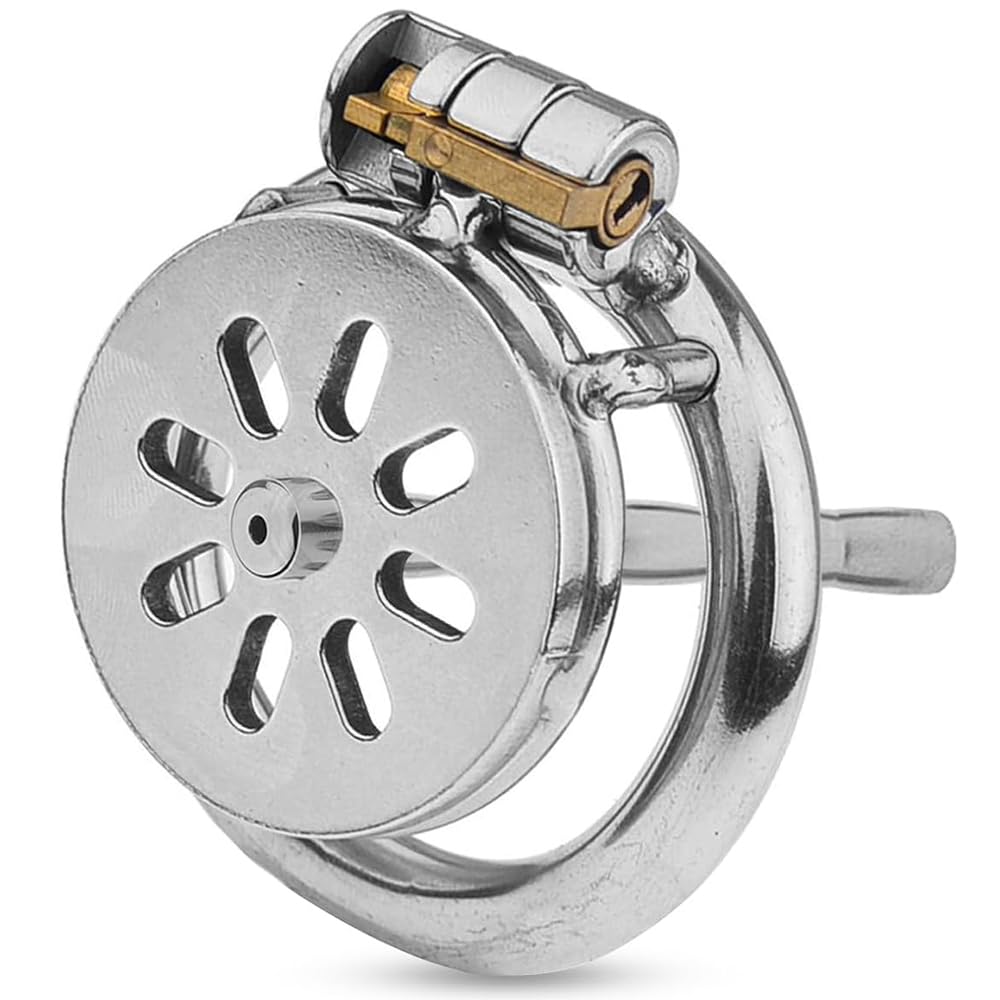 Chastity Cage Piatta in Metallo con Dilatatore Uretra, Gabbia Castità Cock Cage Pene Plug Set di Giocattoli Sessuali Bondage Fetish per Uomini (50mm)