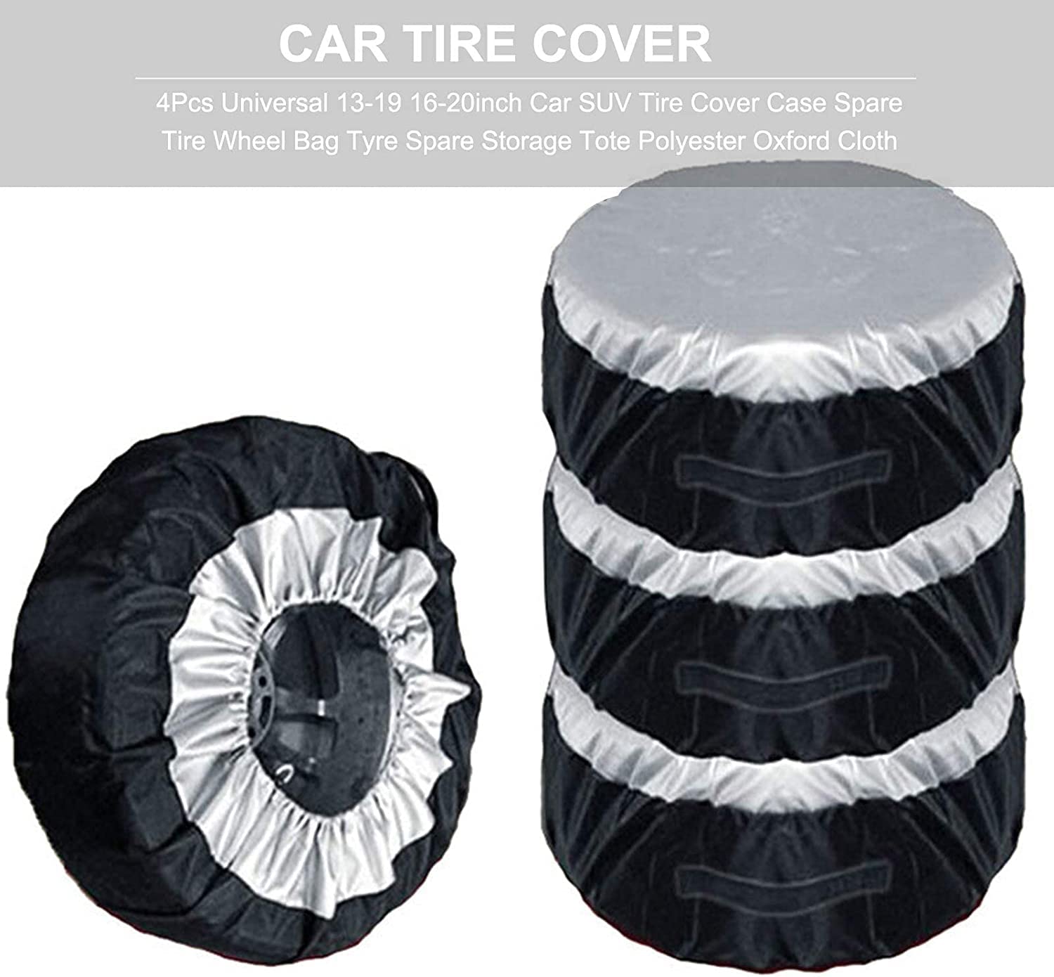 Zettum Housses De Pneus Auto Totale Diamètre 28-30 Pouces (71-76 Cm), Housse Roue De Secours 600D Oxford Revêtement PU Heavy Duty & étanche Housse Pneu Voiture, SUV, Van, Monospace