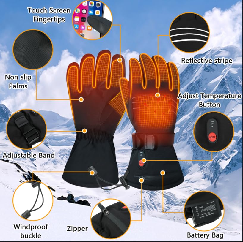 Beheizbare Handschuhe USB Mit 3 Heizstufen 35/40/45C - Touchscreen  Wrmehandschuhe Fr Ski, Motorrad,