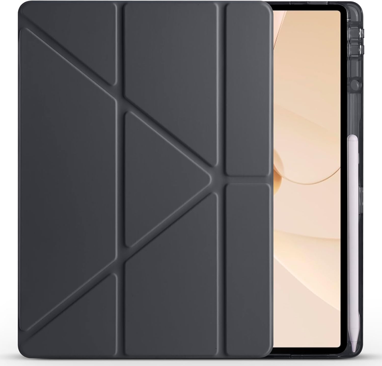 Zore Huawei ile uyumlu Matepad 12X Kılıf Zore Tri Folding Kalem Bölmeli Standlı Kılıf Siyah