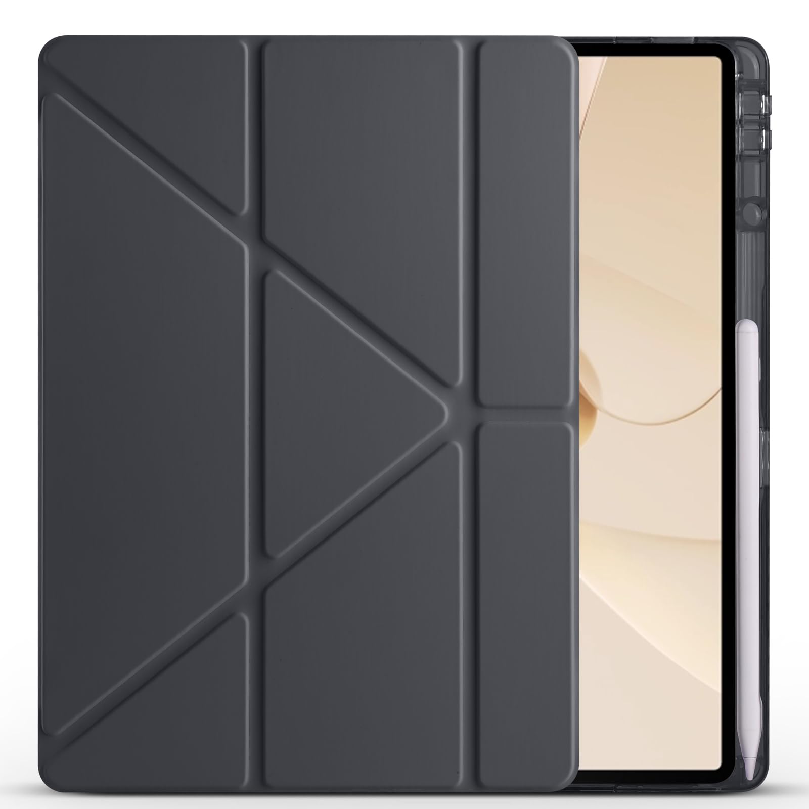 Zore Huawei ile uyumlu Matepad 12X Kılıf Zore Tri Folding Kalem Bölmeli Standlı Kılıf Siyah