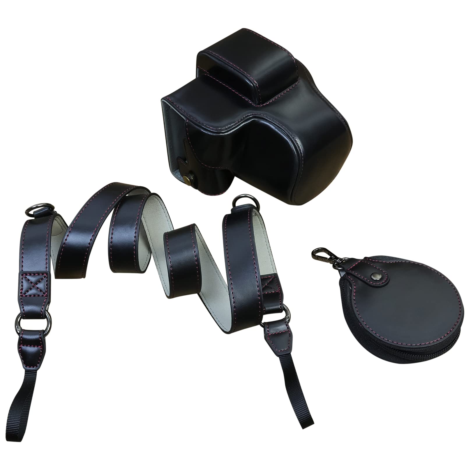 MUZIRI KINOKOO Housse pour Canon EOS R50/R100 et Objectif 18-45 mm, Cuir PU Étui de Protection Accessoires pour Appareil Photo EOS R100/R50 - avec bandoulière et Poche de Rangement Inclus – Noir