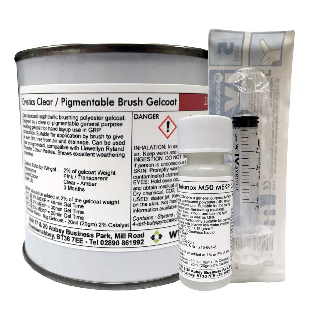 Crystic 65PA 250g GRP Clear Polyester Gelcoat - Catalyst & Syringe